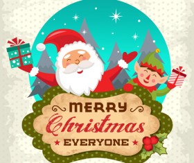 Christmas labels with santa vintage vector