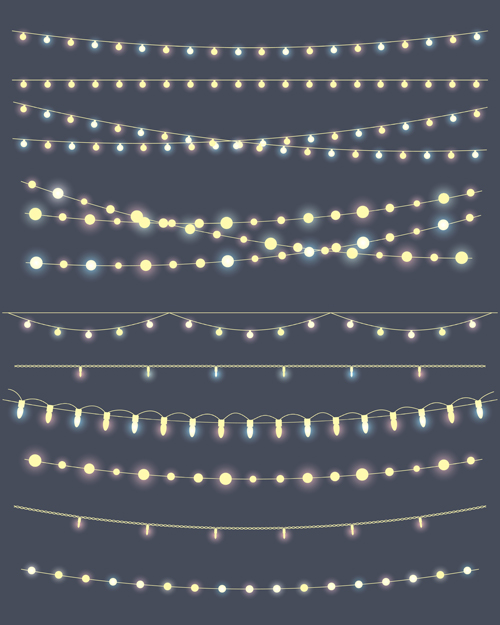 Christmas lights borders design vector 01