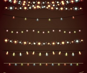 Christmas lights borders design vector 02