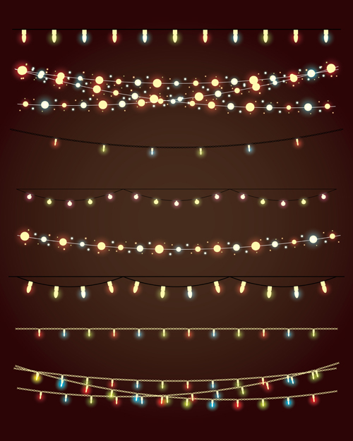 Christmas lights borders design vector 02