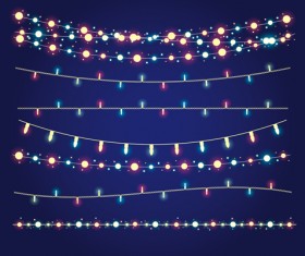 Christmas lights borders design vector 03