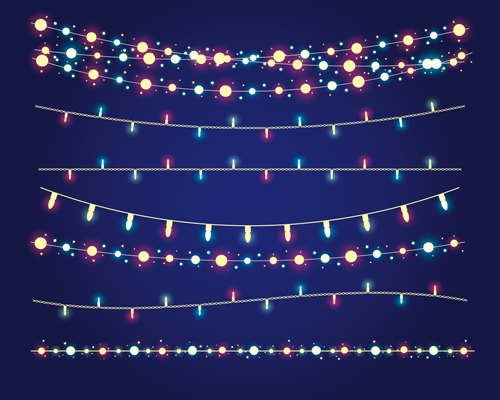 Christmas lights borders design vector 03