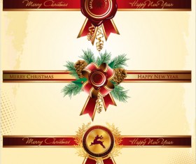 Christmas red banners with badge vector