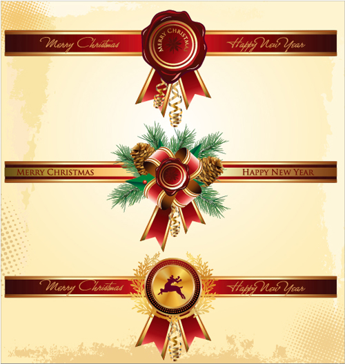 Christmas red banners with badge vector