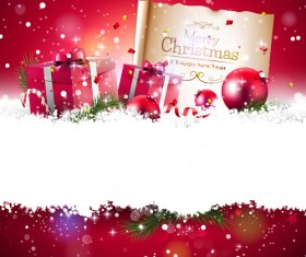 Christmas red gifts with paper vector