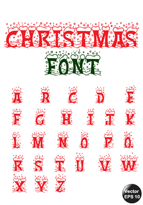 Christmas red snow fonts vector