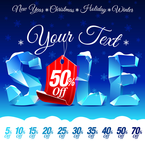 Christmas sale winter style vector material