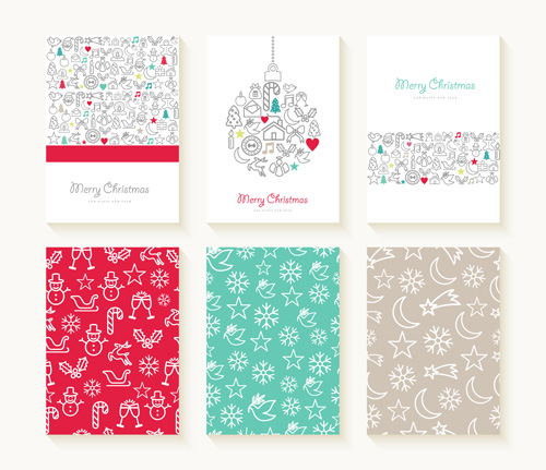 Christmas seamless pattern with cards vector 01