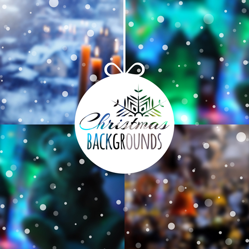 Christmas snow with blurred backgrounds vector 04
