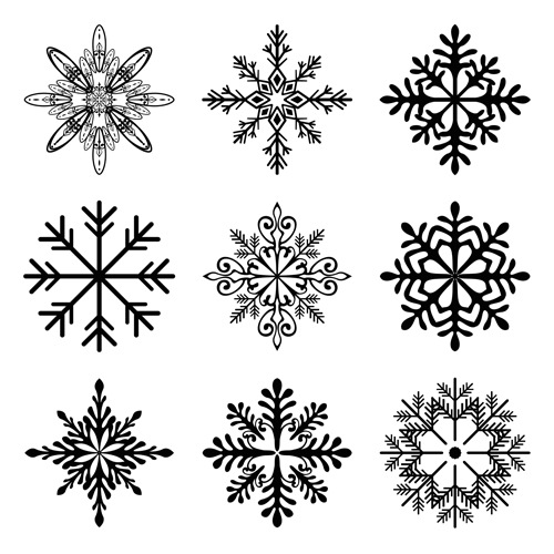 Christmas snowflake icons set vector 01