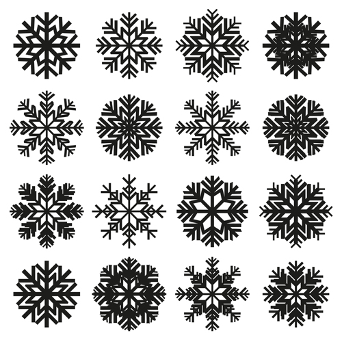 Christmas snowflake icons set vector 02
