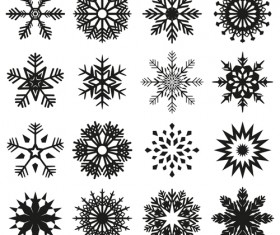 Christmas snowflake icons set vector 03