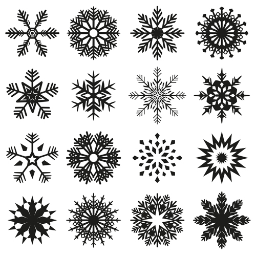 Christmas snowflake icons set vector 03