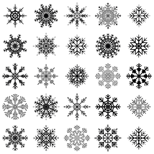 Christmas snowflake icons set vector 04