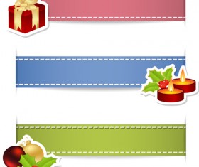 Christmas sticker with banners vector