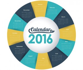 Circle calendar 2016 colorful vector