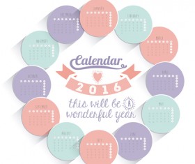 Circle cards 2016 calendar vector