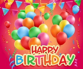 Colored balloons with birthday background graphics vector 01