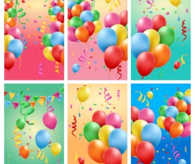 Colored balloons with birthday background graphics vector 02