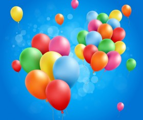 Colored balloons with birthday background graphics vector 05
