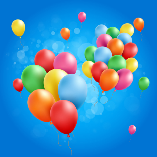 Colored balloons with birthday background graphics vector 05