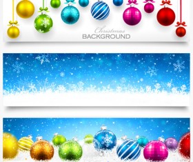 Colored christmas balls banners vector