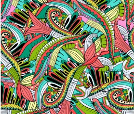 Colored doodle pattern seamless vector 04
