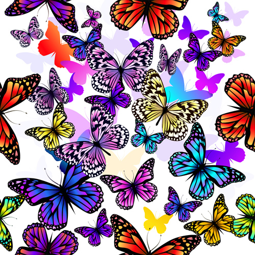 Colorful butterflies vector seamless pattern