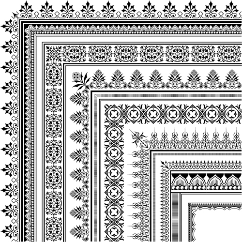 Corner ornaments borders seamless vector 01