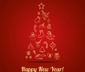 Creative christmas tree with new year background vecrtor 01
