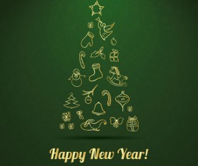 Creative christmas tree with new year background vecrtor 04