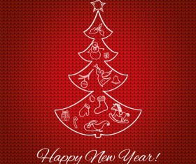 Creative christmas tree with new year background vecrtor 05