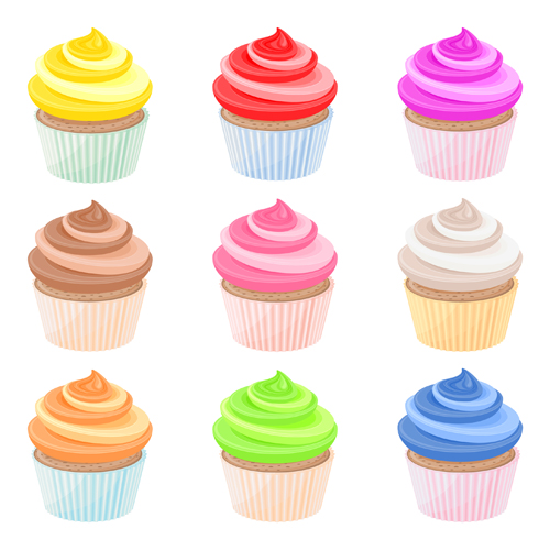 Cup cake colored vector