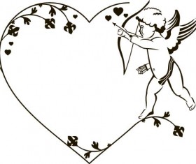 Cupid and valentine frame vector material 01