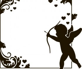 Cupid and valentine frame vector material 02
