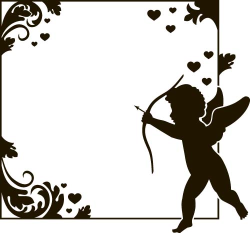 Cupid and valentine frame vector material 02