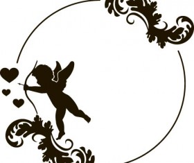 Cupid and valentine frame vector material 03