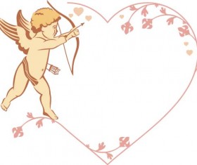 Cupid and valentine frame vector material 04