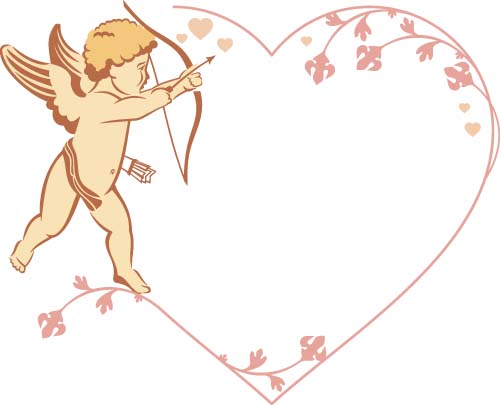 Cupid and valentine frame vector material 04