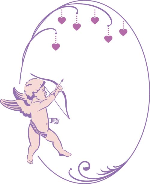 Cupid and valentine frame vector material 05