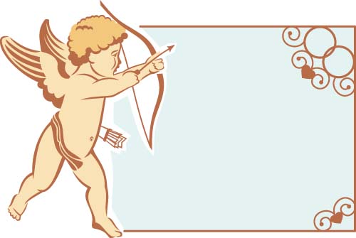 Cupid and valentine frame vector material 06