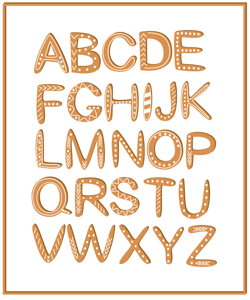 Cute cookie alphabet vector