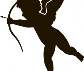 Cute cupid silhouetter vectors