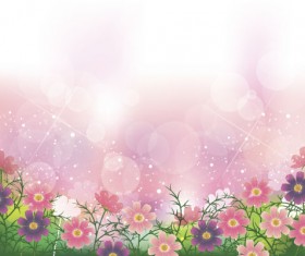 Cute flower with halation background vector 01
