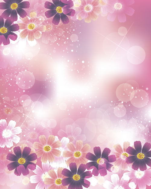 Cute flower with halation background vector 02