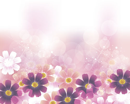 Cute flower with halation background vector 03