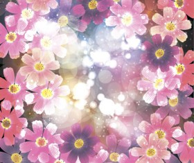 Cute flower with halation background vector 04