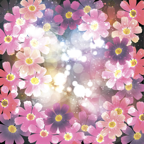 Cute flower with halation background vector 04