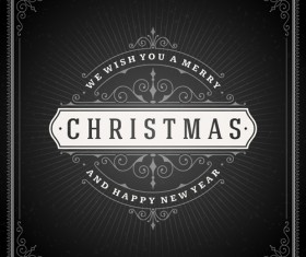 Dark christmas labels with frame vector