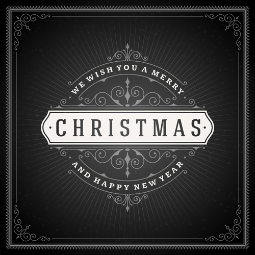 Dark christmas labels with frame vector